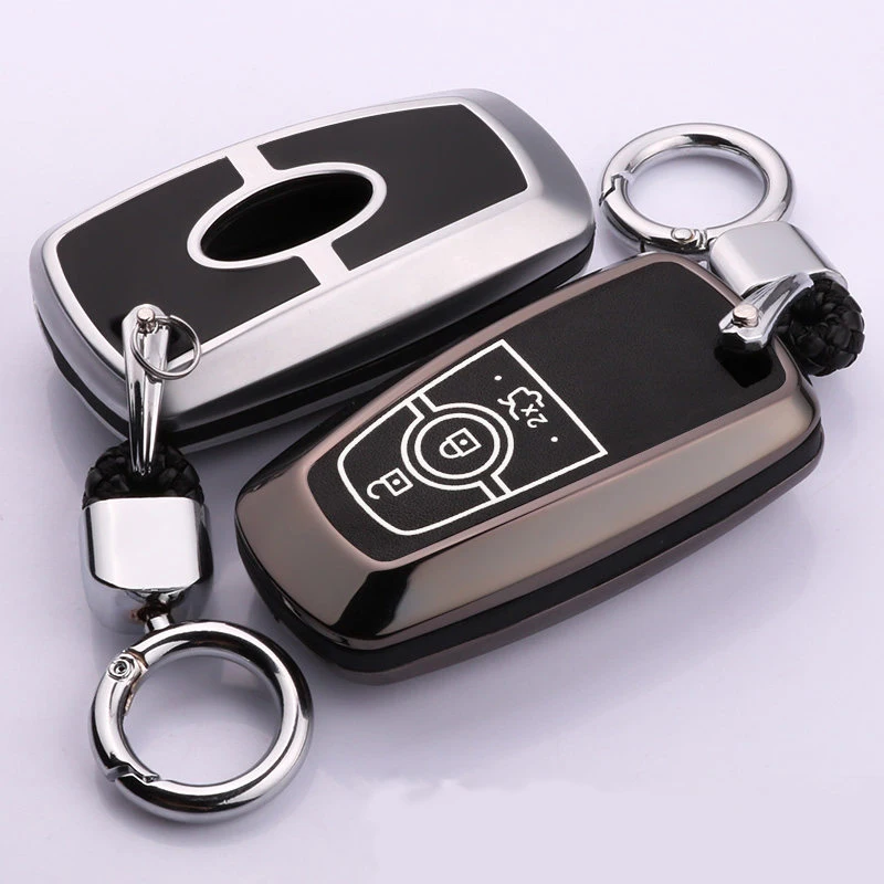 

Luminous Leather Car-Styling Key Cover Case for Ford Fusion Mondeo Mustang Edge Expedition EXplorer 2017 2018 smart key case