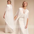 2021 Женская длинная шифоновая накидка Болеро белогосвадебный пиджак цвета слоновой кости плащ свадебное платье Обертывания