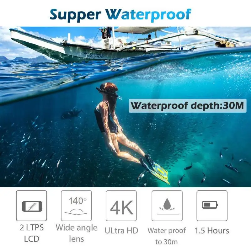 SJ9000 2,0 дюймов WiFi 1080P 4K Ультра HD камера 30 м водонепроницаемый 140 градусов объектив Спорт DVR DV видеокамера