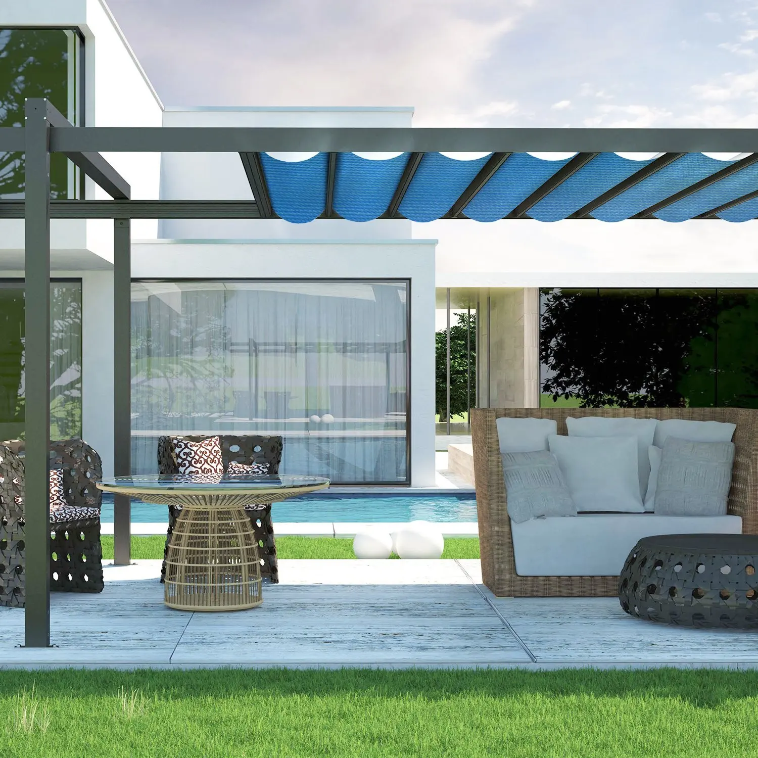 4 * 4Sun тени паруса синий прямой край прямоугольник УФ Блок прочный тент идеально