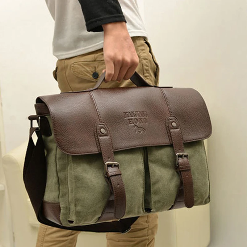 2018 модный военный холщовый мужской короткий чехол деловая сумка для ноутбука