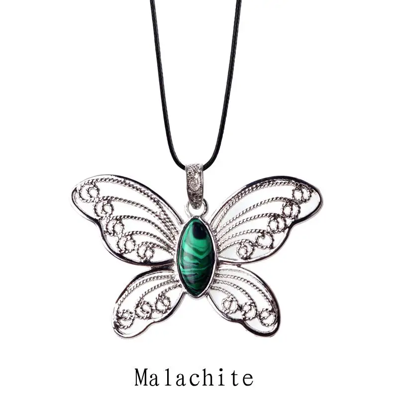 Ожерелье с натуральным камнем и тигровым глазом кулон мультяшным изображением