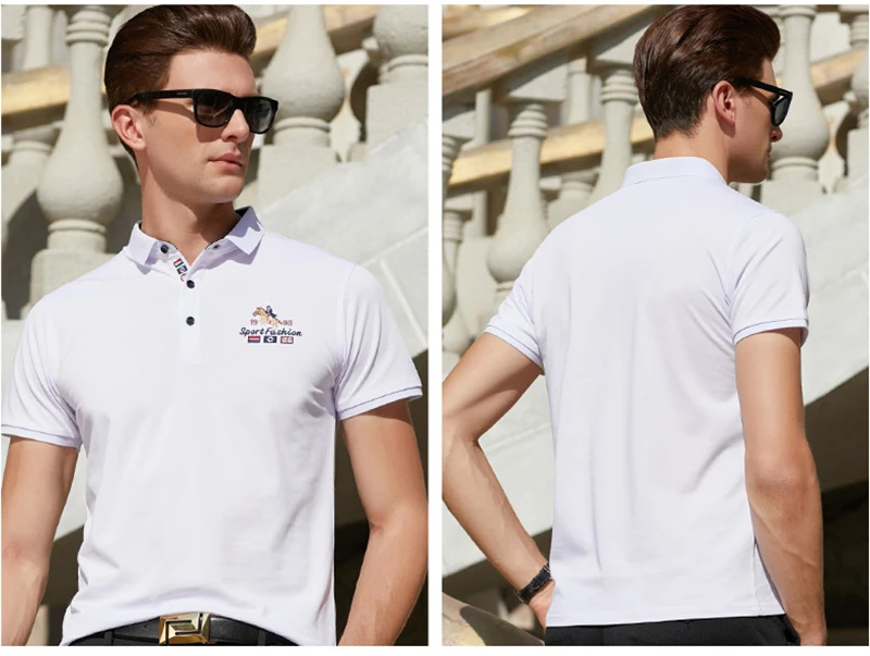 Поло de qualite superieure hauts et shirts Hommes Daffaires hommes marques polo 3D broderie с отложным воротником col hommes polo