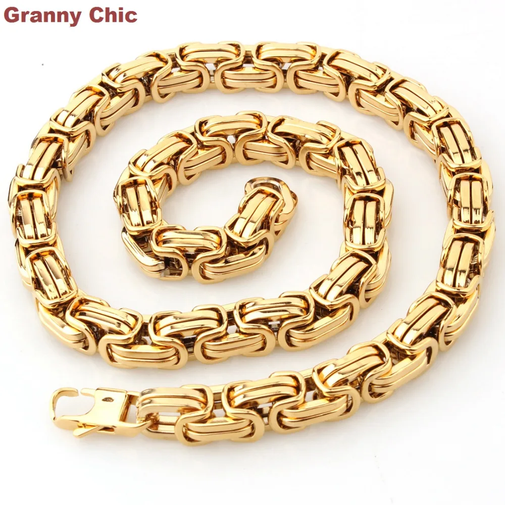 Ожерелье Granny Chic из нержавеющей стали для мужчин Модная бижутерия золотого цвета