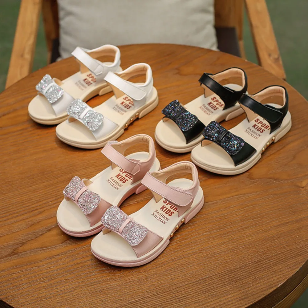 

Girls Genuine Leather Soft Princess Party Wedding Flat Shoes Summer Students Dance Beach Sandals