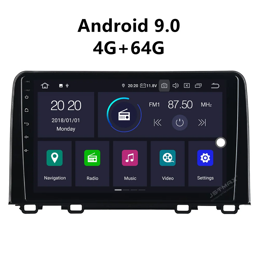 JSTMAX 9 ''Android 9.0 4G + 64G ISP экран автомобильный DVD Радио стерео плеер для Honda CRV 0