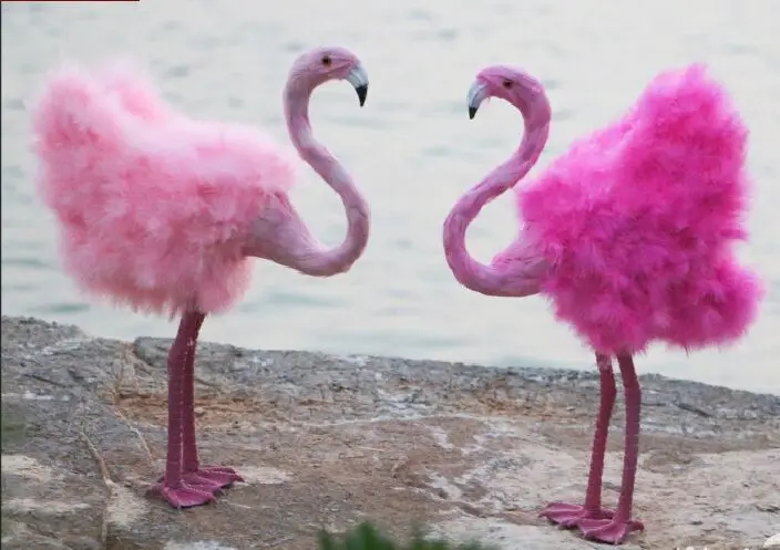 Настоящая игрушка птица 48 см красивые перья фламинго модель ручной работы