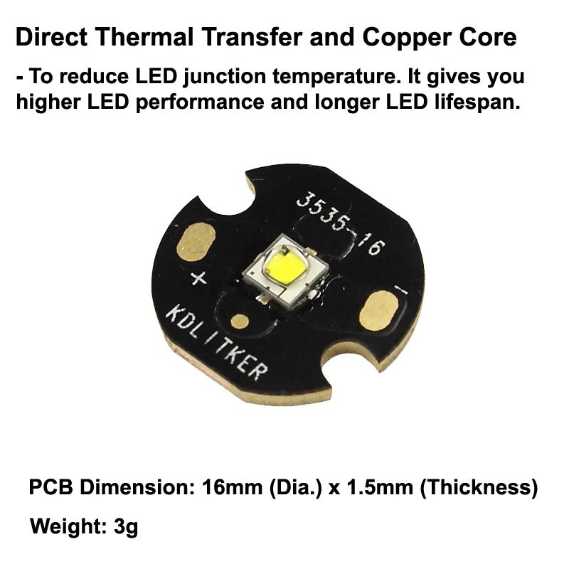 Luminus SST 20 J3 JA3 теплый белый 2700K CRI95 светодиодный излучатель с KDLITKER DTP Copper MCPCB (1