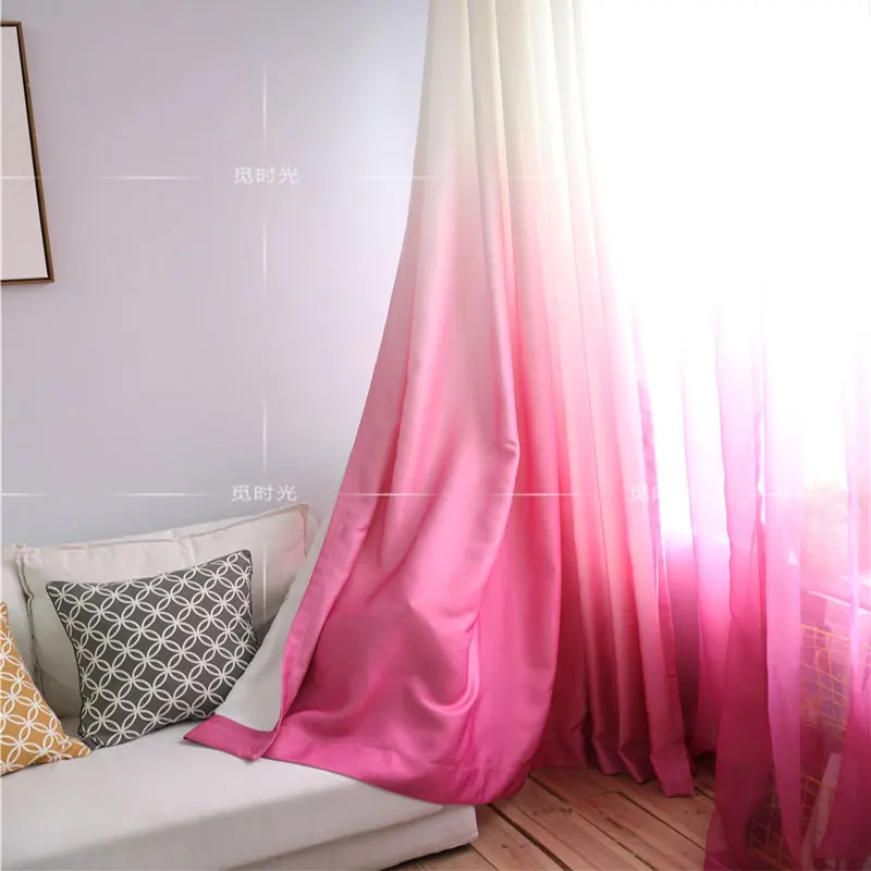 Зеленый градиентный цвет шторы s для гостиной хлопок спальни занавески из