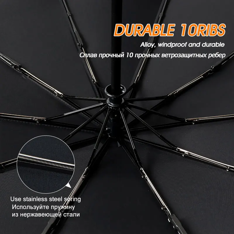 Автоматический зонт от дождя для женщин 3 складных ветростойких зонта мужчин 10K