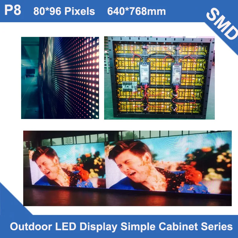 Beste TEEHO P8 Outdoor SMD Led Panel Full Color Video TV 640*768mm 80*96 Dots Eenvoudige Kast Voor Reclame LED Scherm Vaste Gebruik
