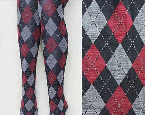 

AMNESIA Heroine Rhombus Plaid Striped Anime Cosplay Costume Stockings