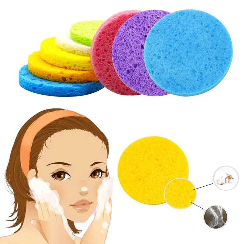 

1pcs Natural Facial Puff Face Cleanse Washing Sponge Exfoliator Cleansing Puff Facial Cleanser Wood Pulp Sponge Puff Foundation