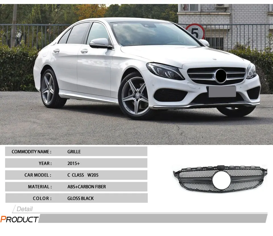 W205 углеродного волокна AMG Стиль спереди сетки гонки гриль решетка для Mercedes-Benz W205 C-class C180 C200 C220d C250 C260 C400