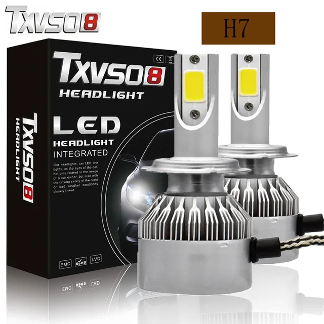 TXVSO8 2 шт. Автомобильные фары H7 Led H1 H 11 H13 наборы флип COB чипы 55 Вт 20000LM 6000K
