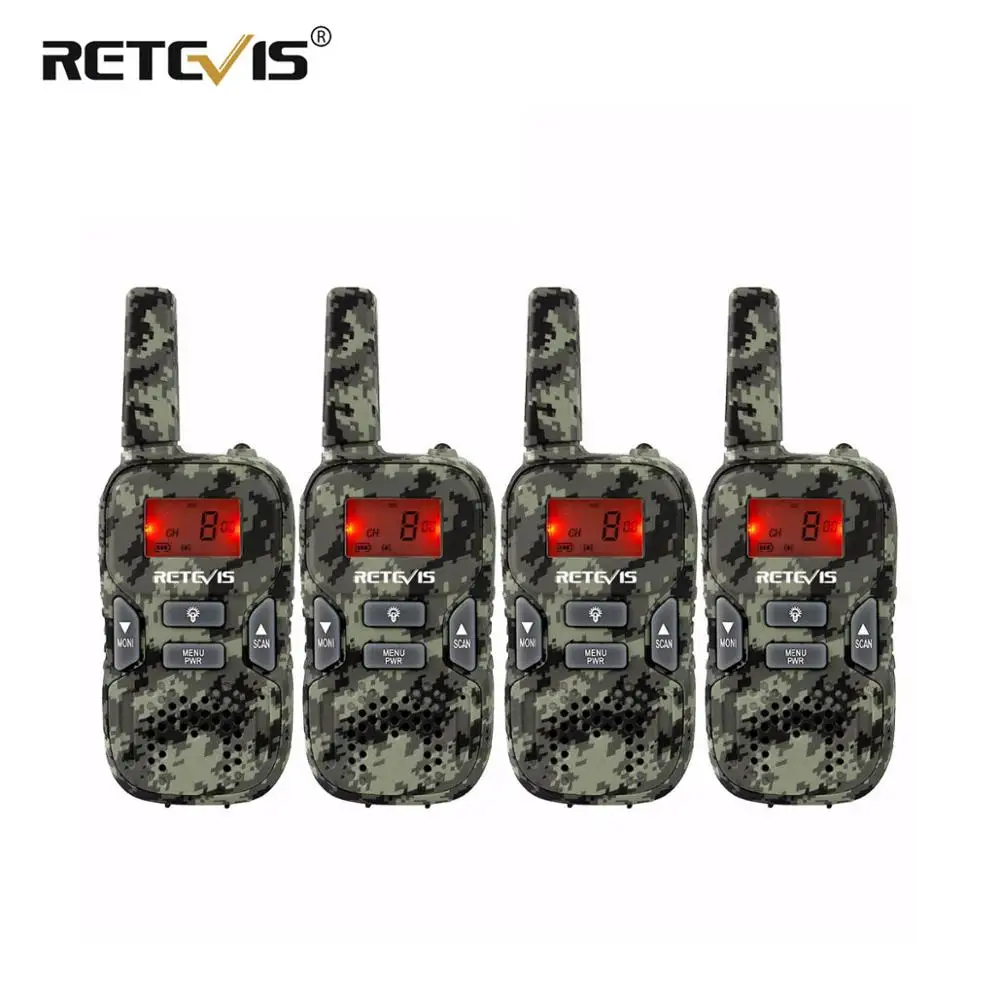 Мини рация Retevis RT33 камуфляжная 4 шт. 8 каналов 0 5 Вт PMR446 VOX ЖК дисплей USB зарядка