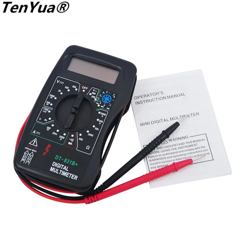 TenYua DT-831B+ мультиметр легко использовать тестер напряжения высокого качества небольшой размер портативный Вольтметр для электриков