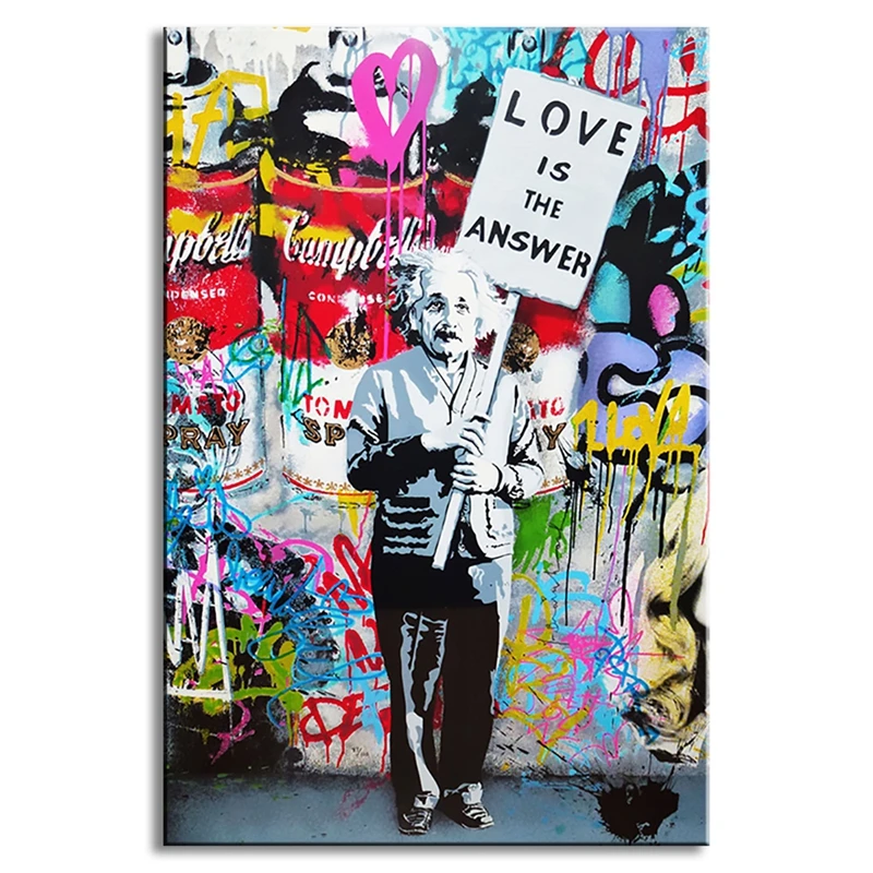Banksy Art "Love Is The Answer", Картина на холсте, Настенная картина, плакат, украшение для дома, для гостиной
