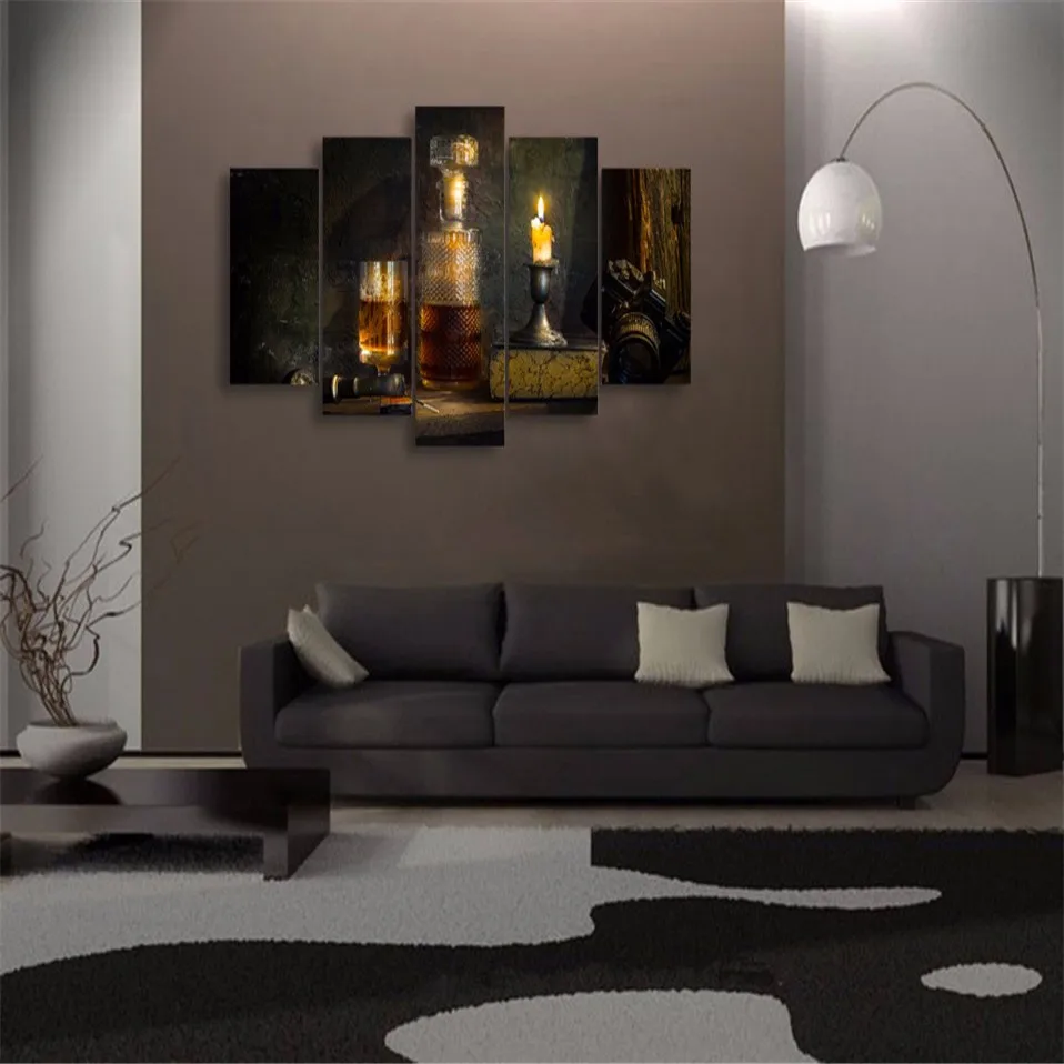 5 шт Home Decor Wall печатных украшение стены Книги по искусству натюрморт свечи