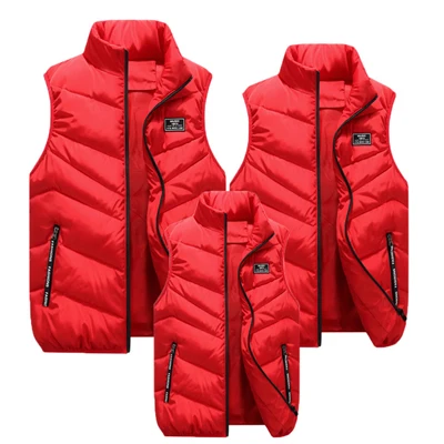Red UNIVOS KUNI/ г. Осенне-зимний жилет для всей семьи пальто для мальчиков и девочек, жилет Семейные костюмы для родителей и детей, большой размер 4XL Q6021 - Цвет: Red