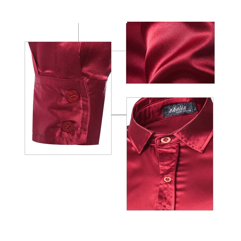 Для мужчин Slim Fit социальные Рубашки для мальчиков социальных шелк Блузки малышек