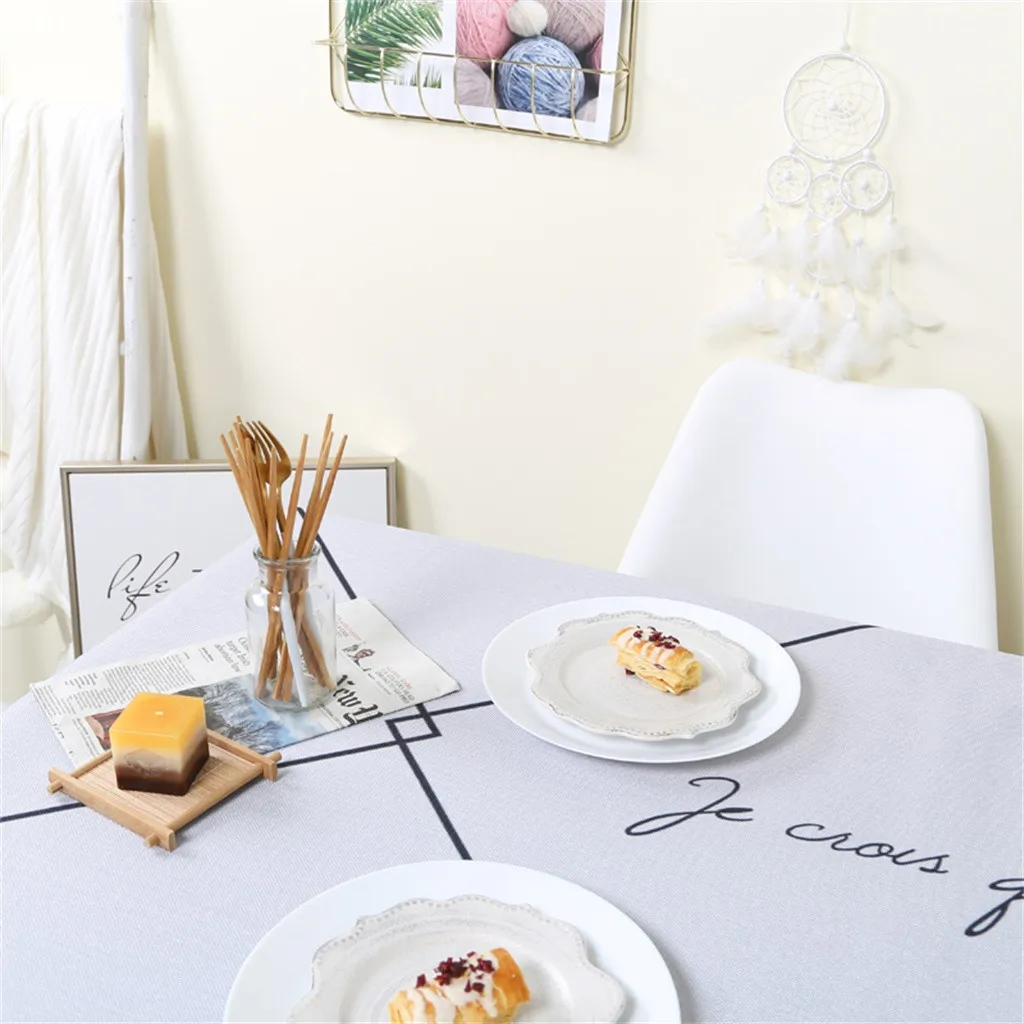 Повседневная скатерть с текстовым принтом в скандинавском стиле прямоугольная