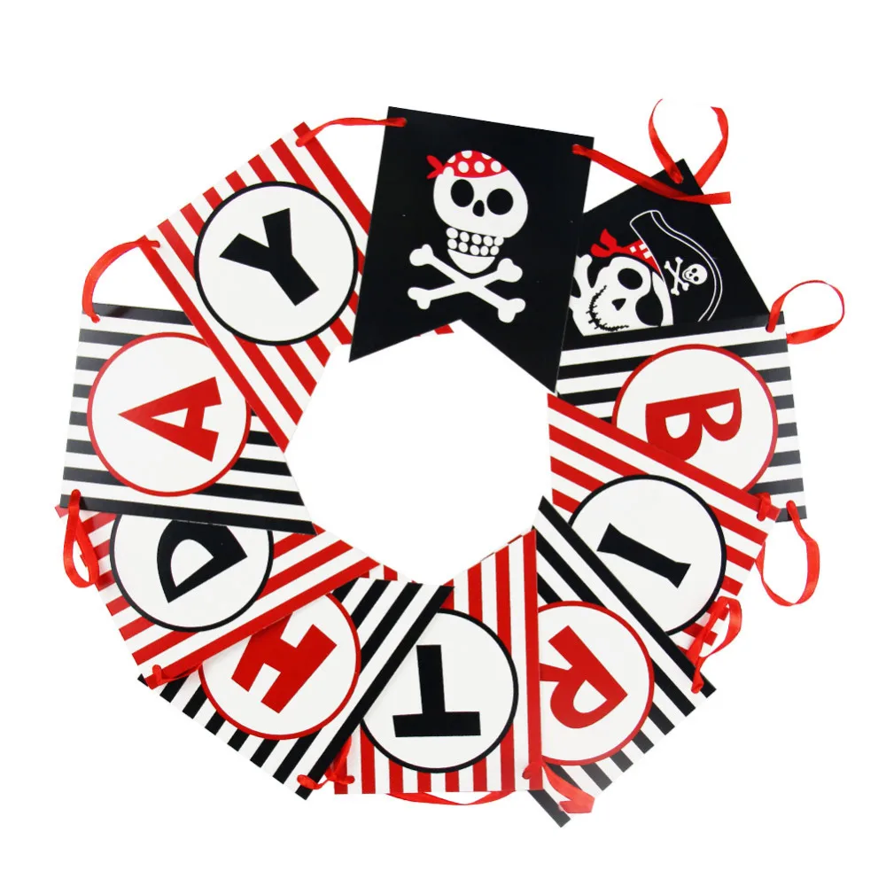 

Pirate Happy Birthday Banner Pirate Theme Polka Dots Striped Printed Pirate Party Pirate Banner Photo Prop Happy First Birthday
