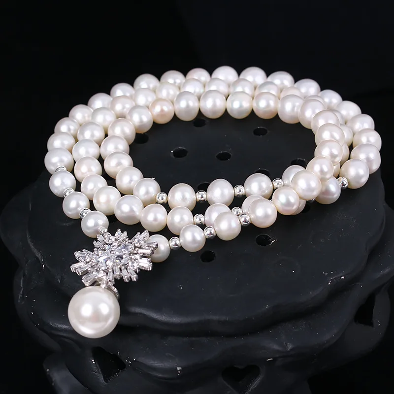 Естественный пресноводный жемчуг Браслеты для женщин YY Fine Jewelry полос S925 серебро