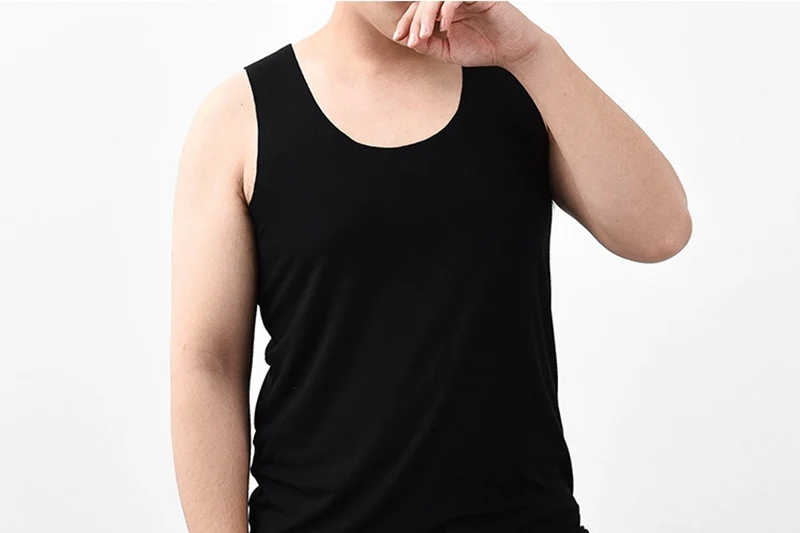 Большие размеры 7XL 8XL модал бесшовные для мужчин s майка с круглым вырезом без рукавов сплошной белый серый черный 5XL 6XL эластичные тонки