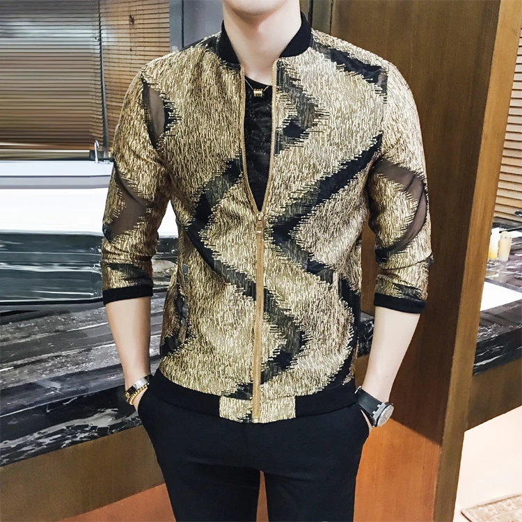 Новинка 2017 года мужские летние Куртки тонкие золотые куртка бомбер прозрачные See