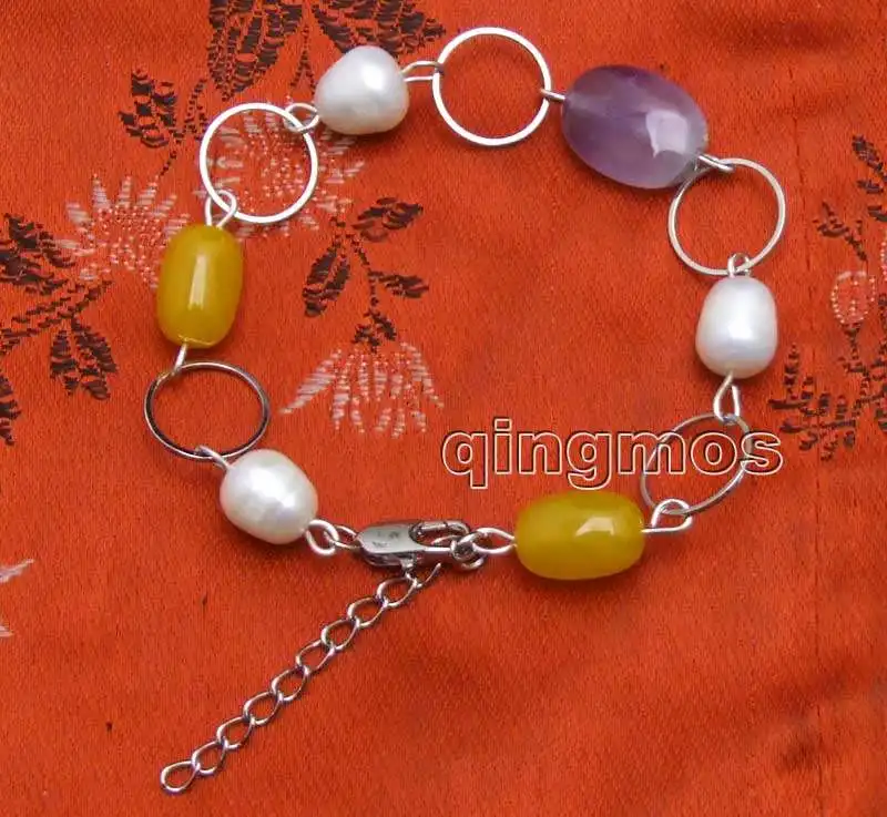 Натуральный 10 11 мм белый рисовый жемчужный и фиолетовый кристаллический