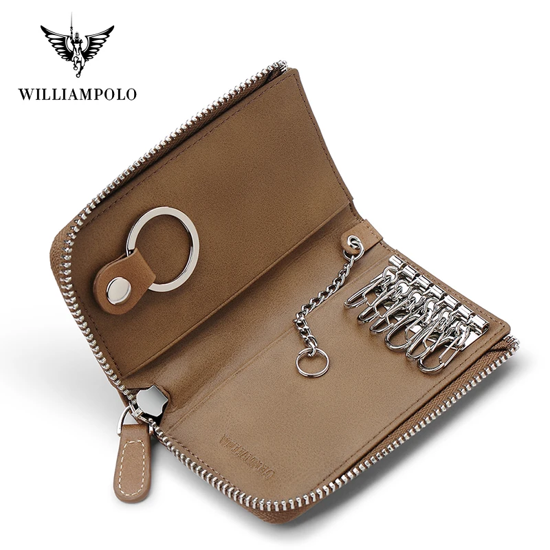 Кожаный чехол для ключей WilliamPOLO винтажный органайзер автомобильный брелок с 6