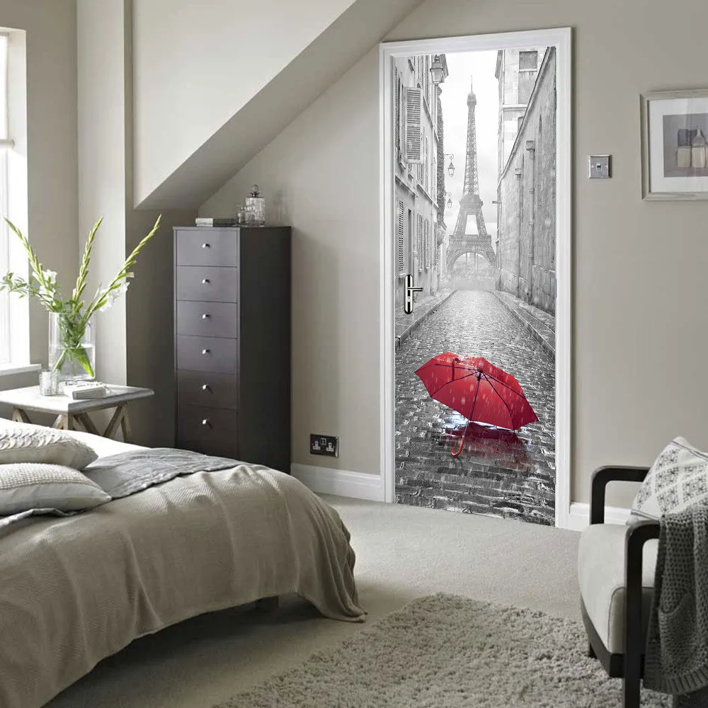 

Door sticker Tower DIY 3D Mural For Living Room Bedroom Home poster PVC Waterproof Creative Door Sticker z0322#G20
