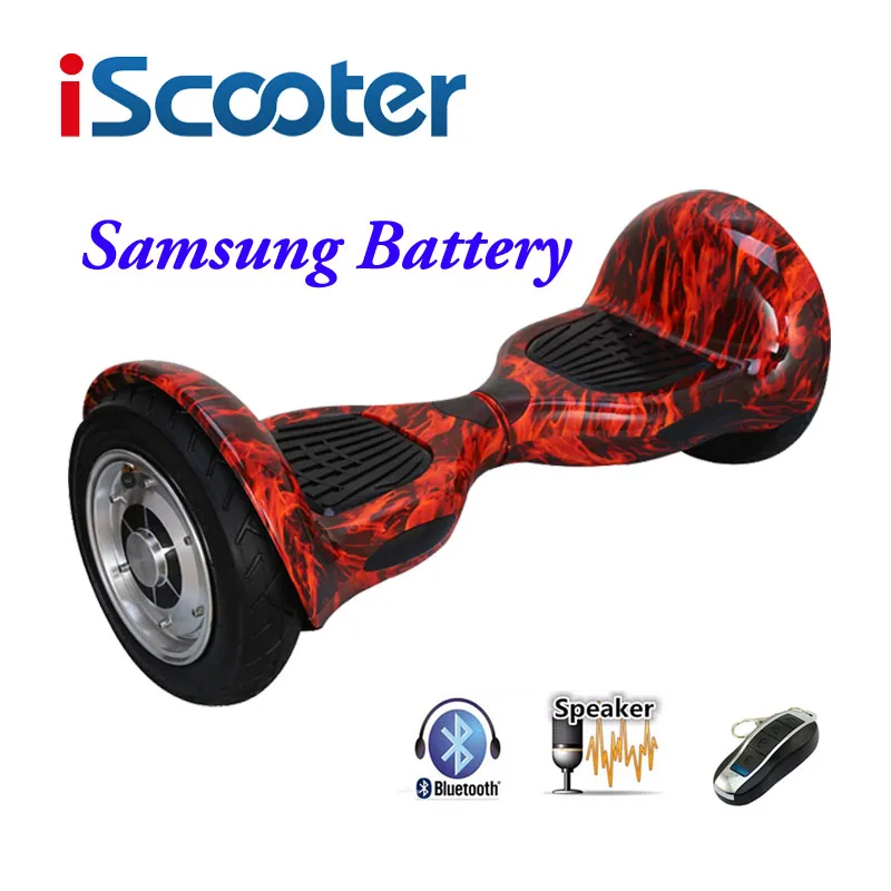 Samsung red IScooter Ховерборд 10 дюймов Bluetooth 2 колеса самобалансирующийся электрический скутер два колеса 10 ''с Дистанционным Ключом и светодиодный скейтборд - Цвет: Samsung red