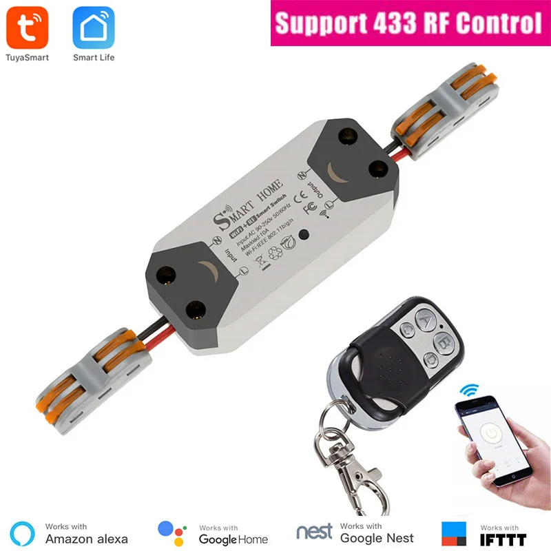 

Tuya Smart WiFi Switch RF 433 Remote Control DIY WiFi Smart Relay Voice Control Via Alexa Google Home Home automation