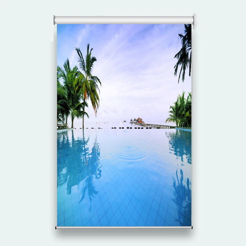 Солнцезащитные 3D роликовые шторы с кокосом для гостиной спальни гостиницы