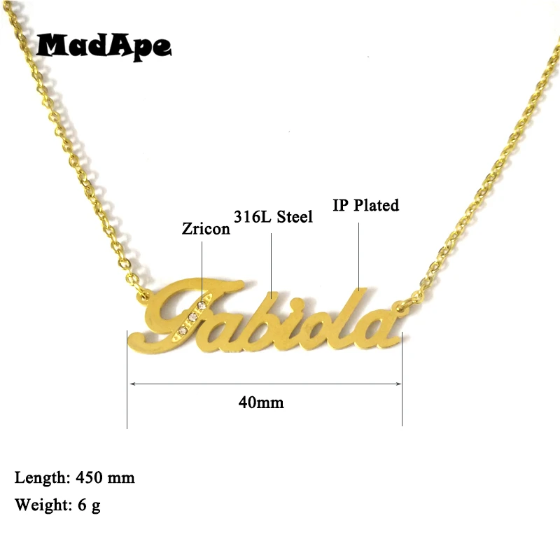 

MadApe Customized Personalized Name Necklace Stainless Steel Letter "Fabiola" Name Chain For Women Custom Any Name Necklace