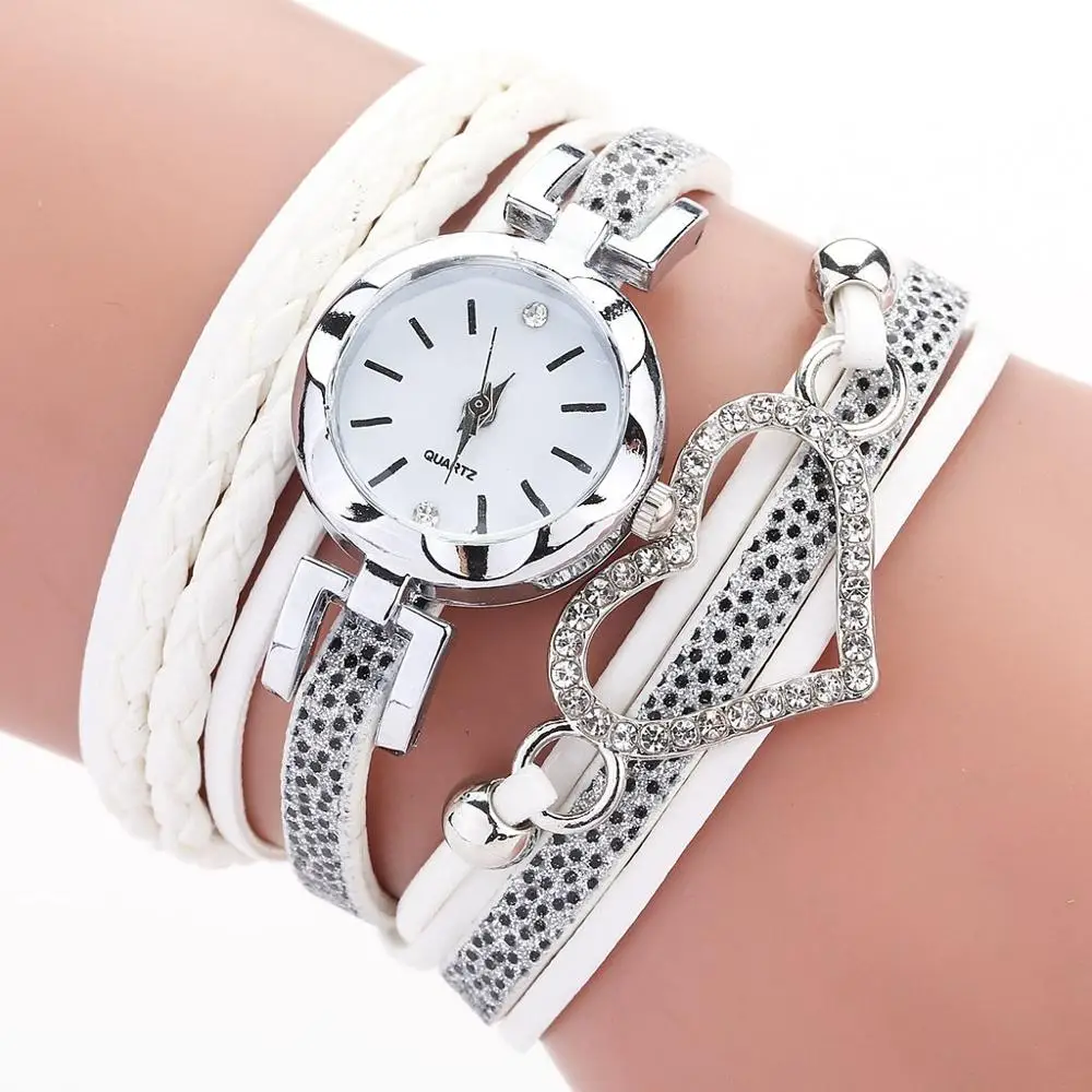 Белый Duoya бренд для женщин часы браслет Relojes Mujer Винтаж переплетение с узором кварцевые кожаные часы-браслет коль saati Relogio Feminino - Цвет: Белый