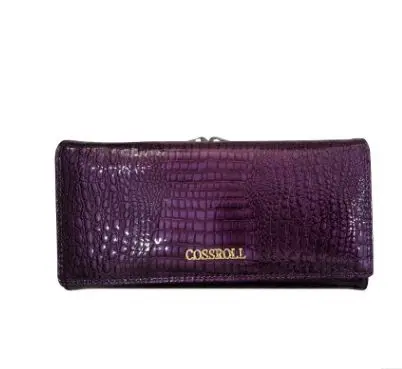 Purple hasp clutches Брендовые женские кошельки и кошельки, Женский Длинный кошелек из натуральной кожи в европейском и американском стиле, кошелек для монет, Дамский дизайнерский кошелек - Цвет: Purple hasp clutches
