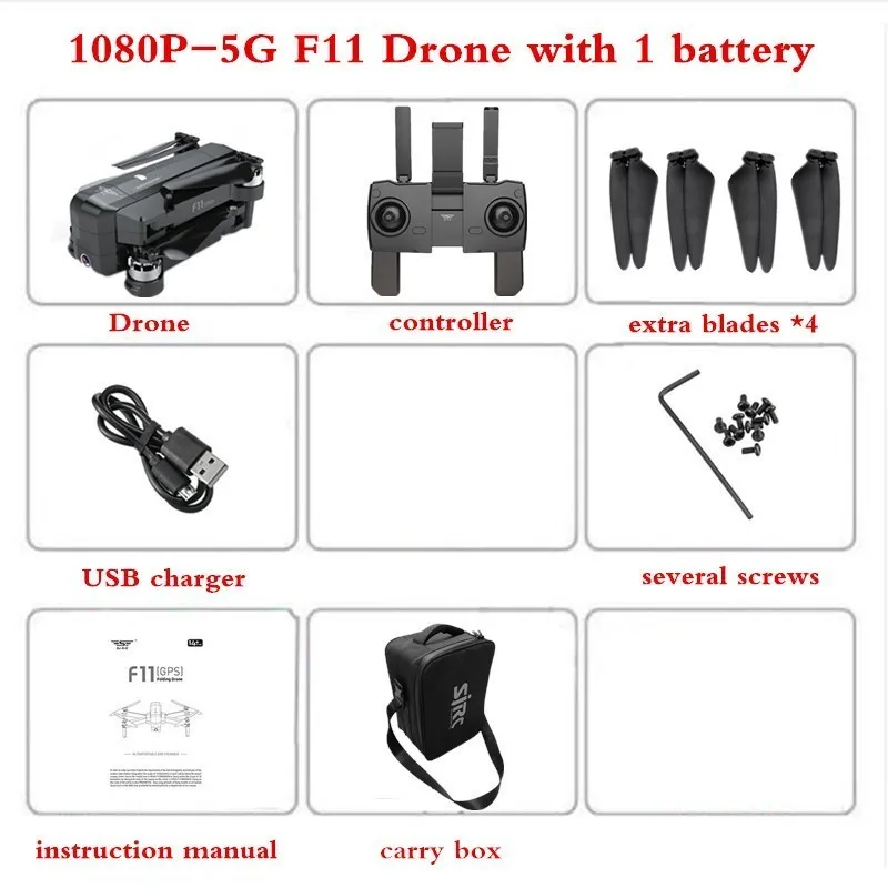 7 Квадрокоптер SJRC F11 gps Дроны с камерой HD 1080P FPV 25 минут время полета селфи складной бесщеточный Квадрокоптер VS SG906 - Цвет: 7
