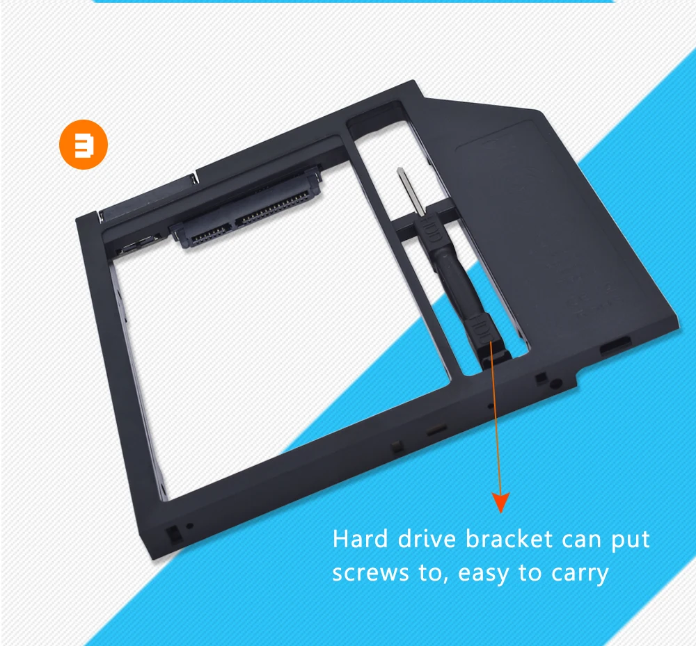 TISHRIC пластик Optibay 2nd HDD Caddy 9,5 мм SATA 3,0 коробка для жесткого диска корпус 2,5 SSD чехол DVD адаптер для ноутбука CD-ROM