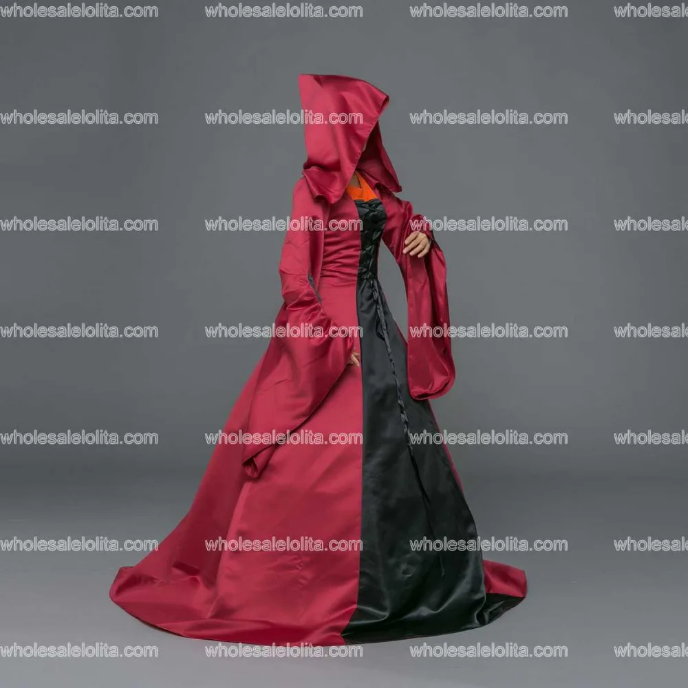 Лидер продаж Красное и черное готическое платье в викторианском стиле с