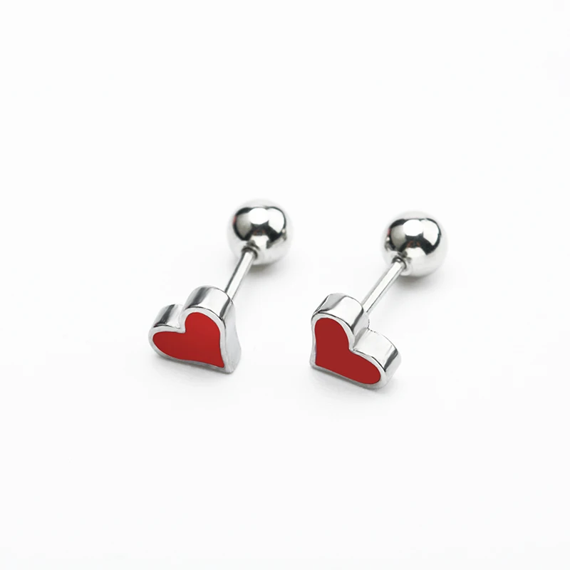 Серьги гвоздики в форме сердца 1 пара серьги из нержавеющей стали с капельным