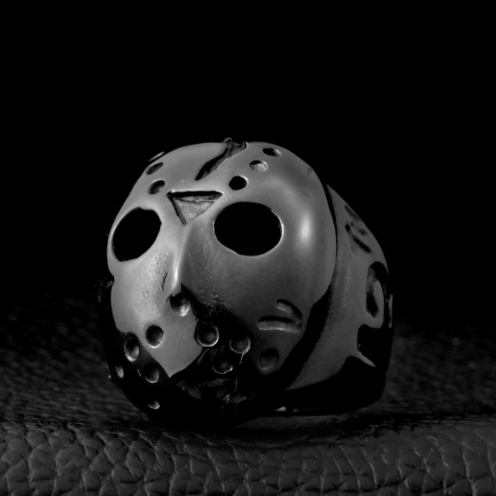 Мужское кольцо из титановой стали с изображением маски Джейсона | Украшения и