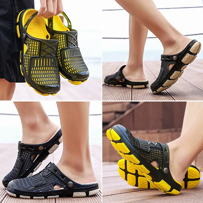 Летние мужские пляжные сандалии gomвозле светло черные желе шлепанцы уличные