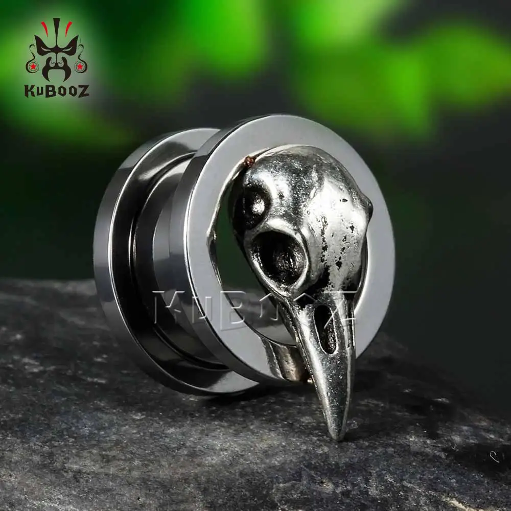 KUBOOZ, серьги в виде ворон, тоннели, Эспандеры, шпильки из нержавеющей стали, винтовые измерители, модные украшения для пирсинга тела, подарок