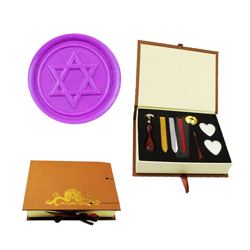 1 gift box Звезда Давида шестиугольная восковая печать штамп набор Винтажный Классический воск комплект печатей для карт конверты приглашения винные пакеты - Цвет: 1 gift box