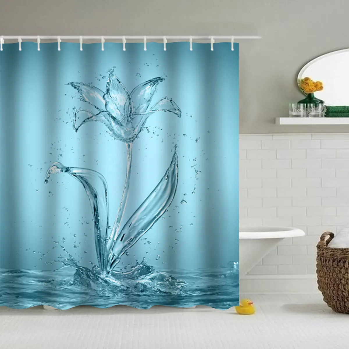 Shower curtain 4pcs/set Girl Printing Waterproof Bathroom Polyester Shower Curtain Anti Slip Pedestal Rug Lid Toilet Cover Bath Mat Set - Цвет: Shower curtain