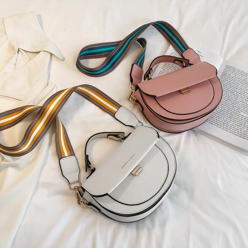 2019 знаменитый бренд полукруглая седельная полосатая сумка через плечо с широким