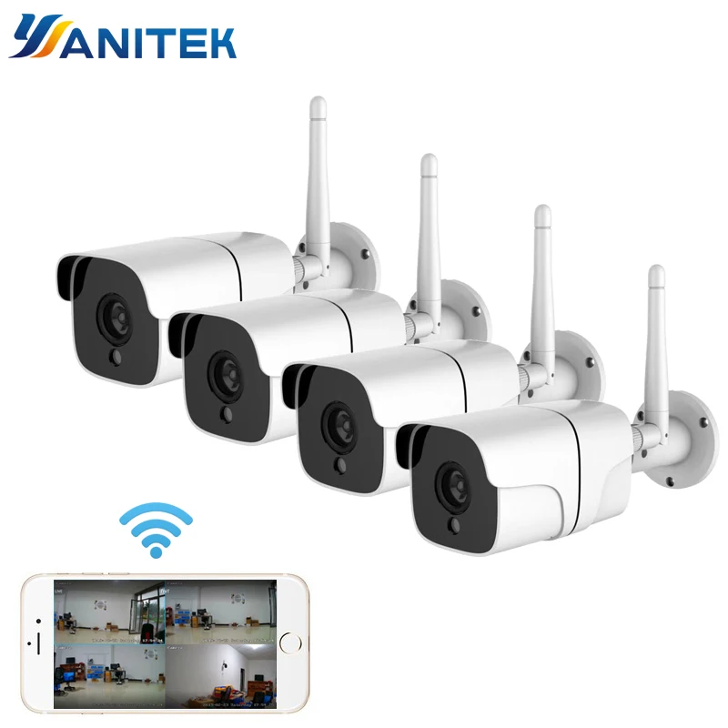 4CH camera kit Беспроводная система видеонаблюдения, ip-камера 1080 P, Wifi, sd-карта, наружная 4-канальная аудио система видеонаблюдения, комплект для видеонаблюдения - Цвет: 4CH camera kit
